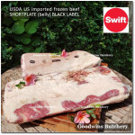 Beef belly samcan SHORTPLATE USDA US CHOICE SWIFT (black label) frozen +/- 30% FAT PORTIONED CUT +/- 1 kg/pc (price/kg)